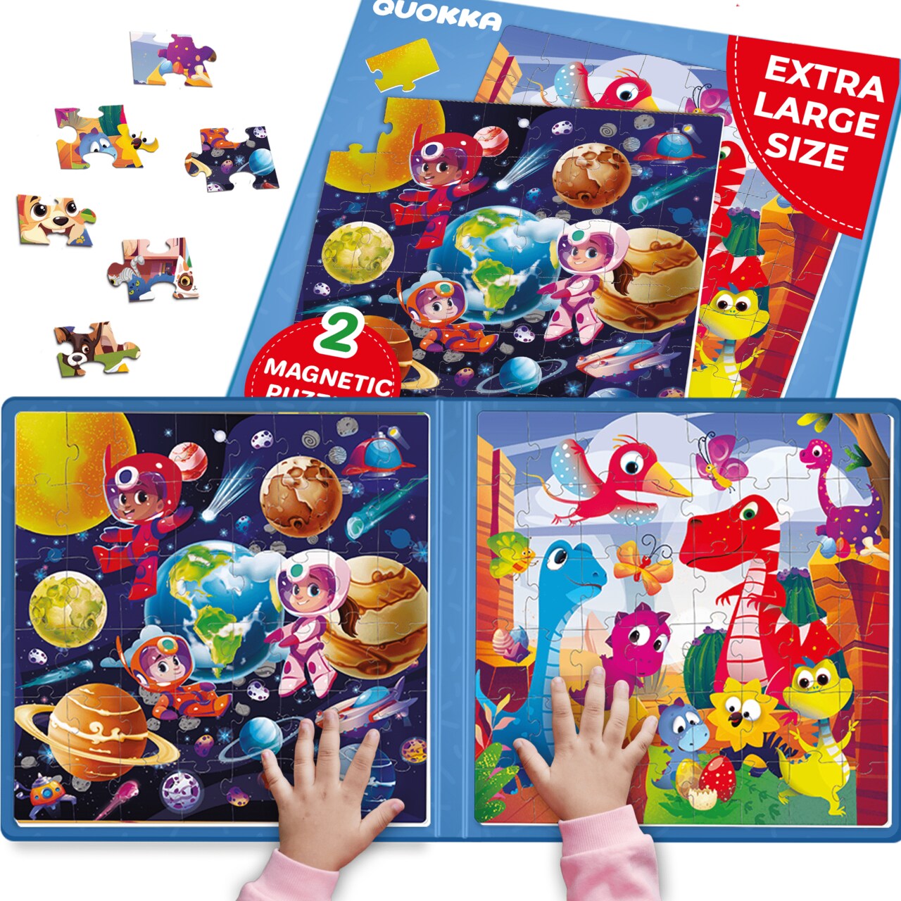 QUOKKA Magnetic Puzzles for Toddlers 2-4 - 2x48 Travel Puzzle Games for Kids Ages 3-5 Years Old - Car Activities Toy for Boys and Girls 4-6 yo - Africa & Ocean Animals Learning Magnet for Road Trip